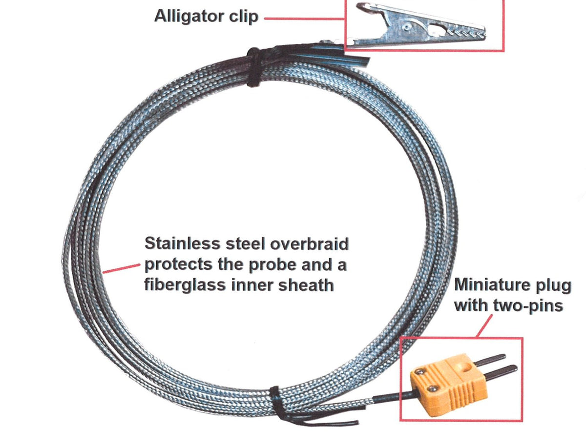 TL0501 K-Type Alligator Clip Thermocouple Probe – Up To 500°C, 100cm Lead, Compatible With Fluke, Extech & More 2 thumbnail image