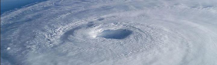 The impressive eye of a powerful hurricane, viewed from above, highlights its formidable structure for study.