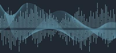 Dynamic visualization of blue sound waves and vertical audio bars on a dark background, perfect for noise analysis.