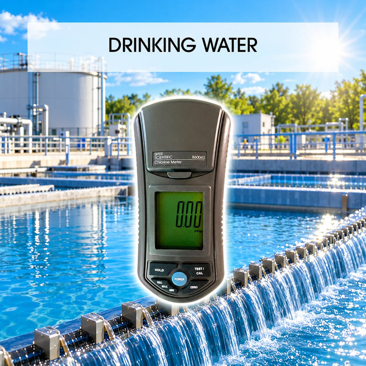 Drinking water testing with portable chlorine meter