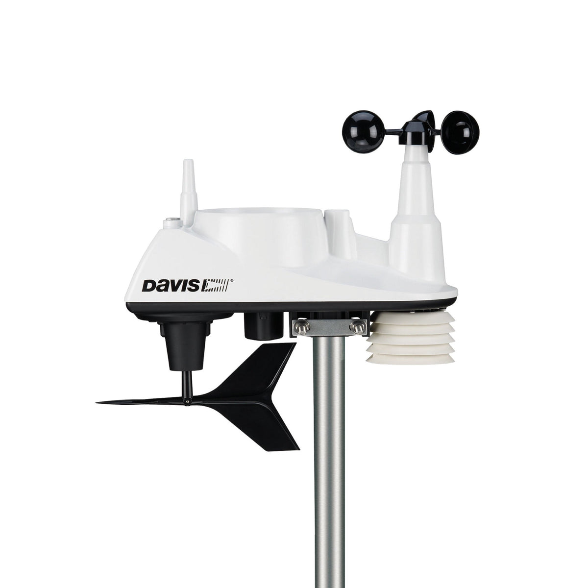 Modern white Davis home weather station with anemometer and wind vane for accurate outdoor climate insights.