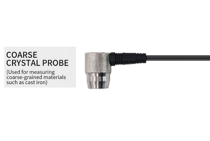 12mm probe for ultrasonic flaw detector by BRK, showing a cylindrical metal head with a black cable extending from it.