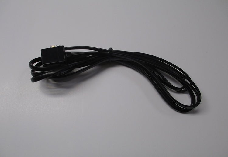 Black cable for serial-port WeatherLink® by Davis Instruments, bundled together with a black plastic cable tie.