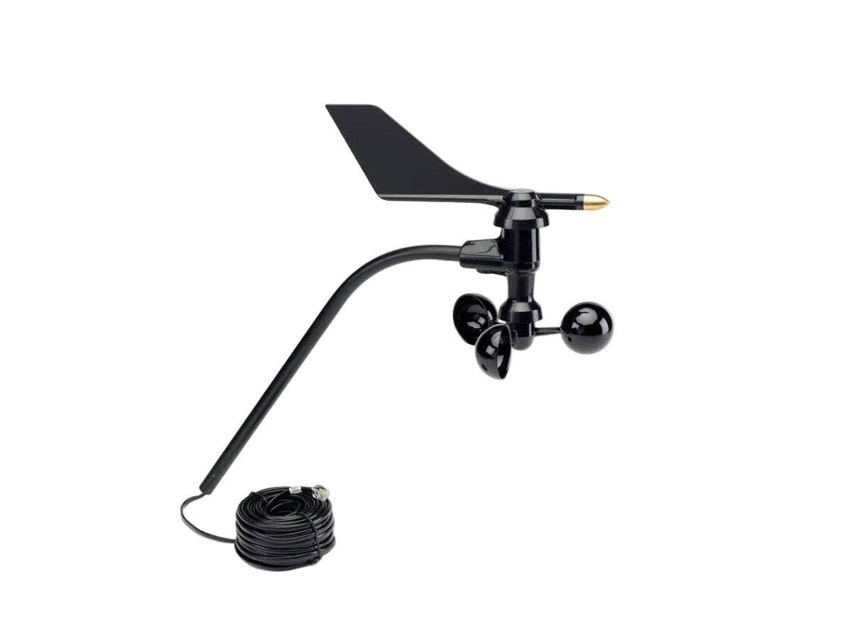 Black wind vane with a long arm and cable