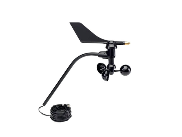 Black wind vane with a long arm and cable