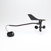 Black anemometer for weather monitor by Davis Instruments with a coiled cable.
