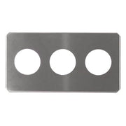 Stainless steel beaker cover from Crest Ultrasonics with three evenly-spaced circular openings.
