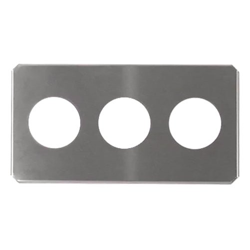 Stainless steel beaker cover from Crest Ultrasonics with three evenly-spaced circular openings.