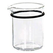 Clear glass beaker 250ml from Crest Ultrasonics featuring a black rubber grip.