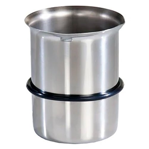 Stainless steel beaker 600ml from Crest Ultrasonics with flared lip and dark rubber ring around base.