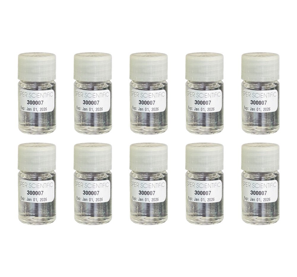 Brix calibration solution by Sper Scientific in ten small vials.