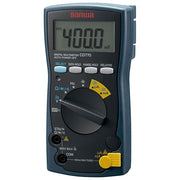 Blue digital multimeter with continuity buzzer by Sanwa, displaying "400.0 mV" and featuring multiple setting buttons.
