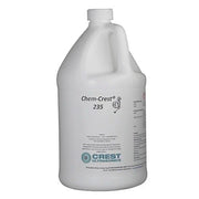 One gallon bottle of ultrasonic cleaning solution by Crest Ultrasonics, featuring a white plastic container with a handle.
