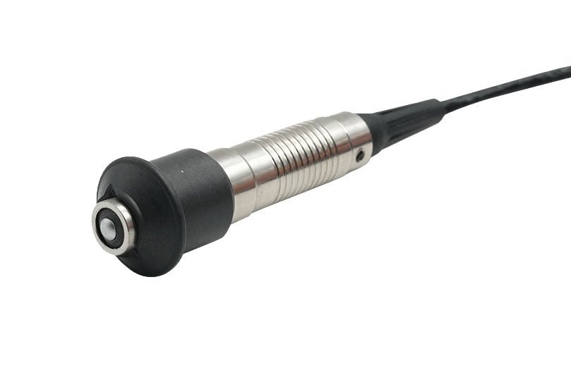High-temperature probe for CTN-300 coating thickness gauge by BRK with a black head and metal ribbed cylindrical body.