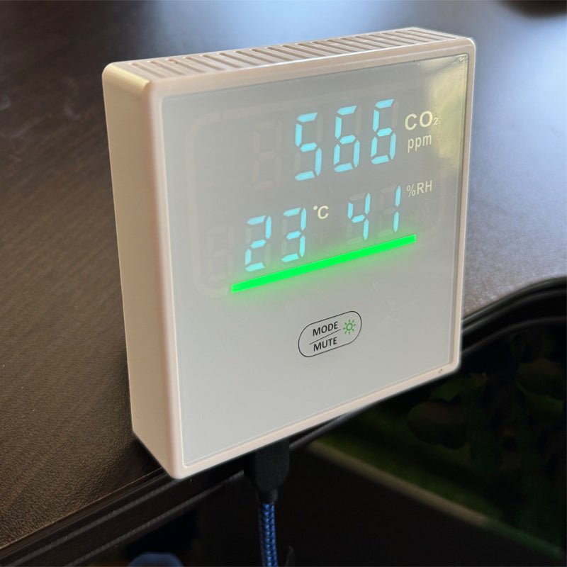 Hardwired CO2, Humidity & Temperature IAQ Monitor with Dual Power Inpu ...