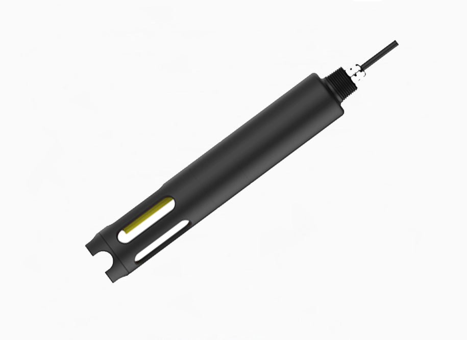 Black online ammonia nitrogen sensor by Sper Scientific featuring a cylindrical body and a wired connection.