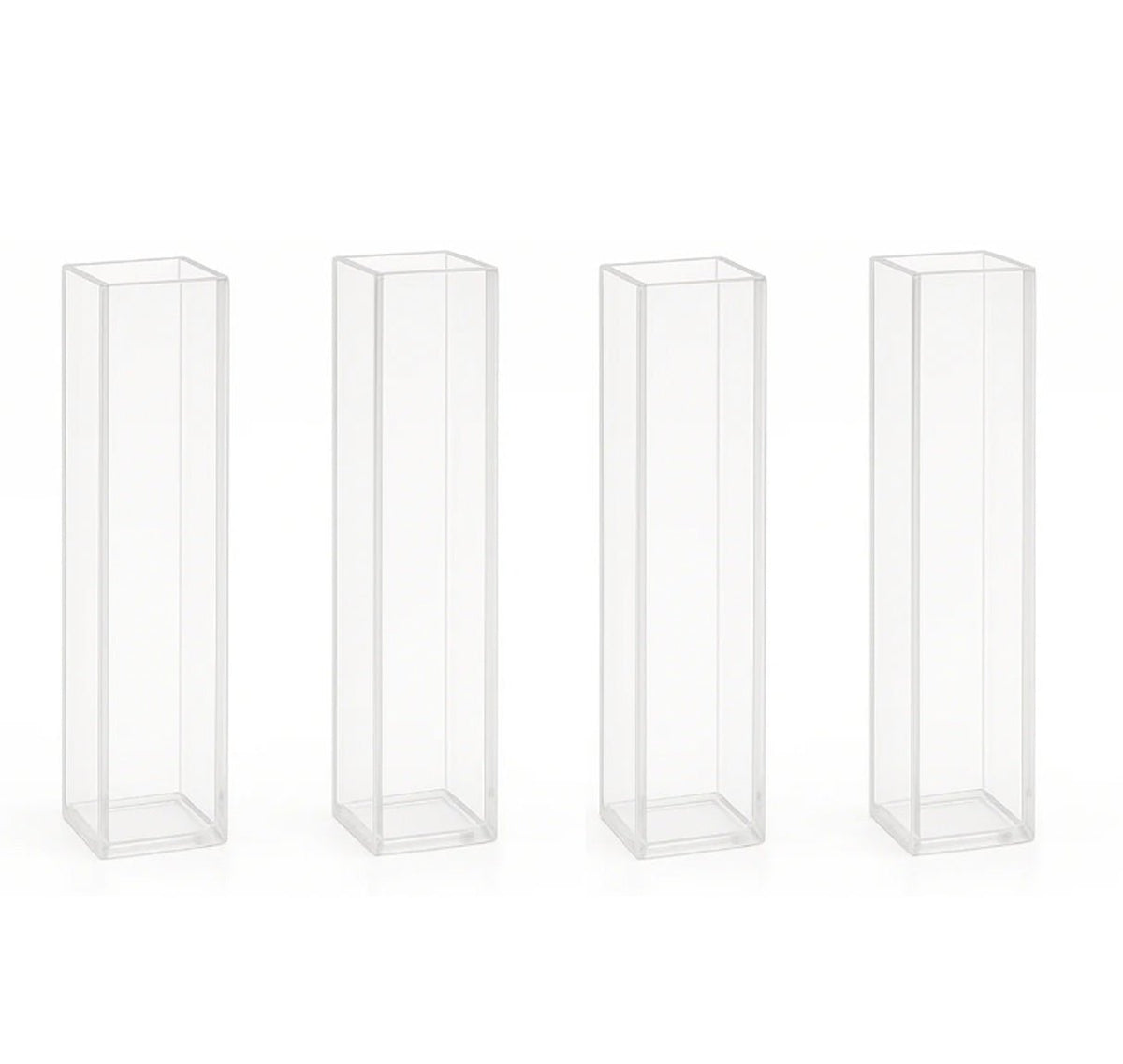 Clear micro cuvettes with lids by Sper Scientific, in a rectangular prism shape.
