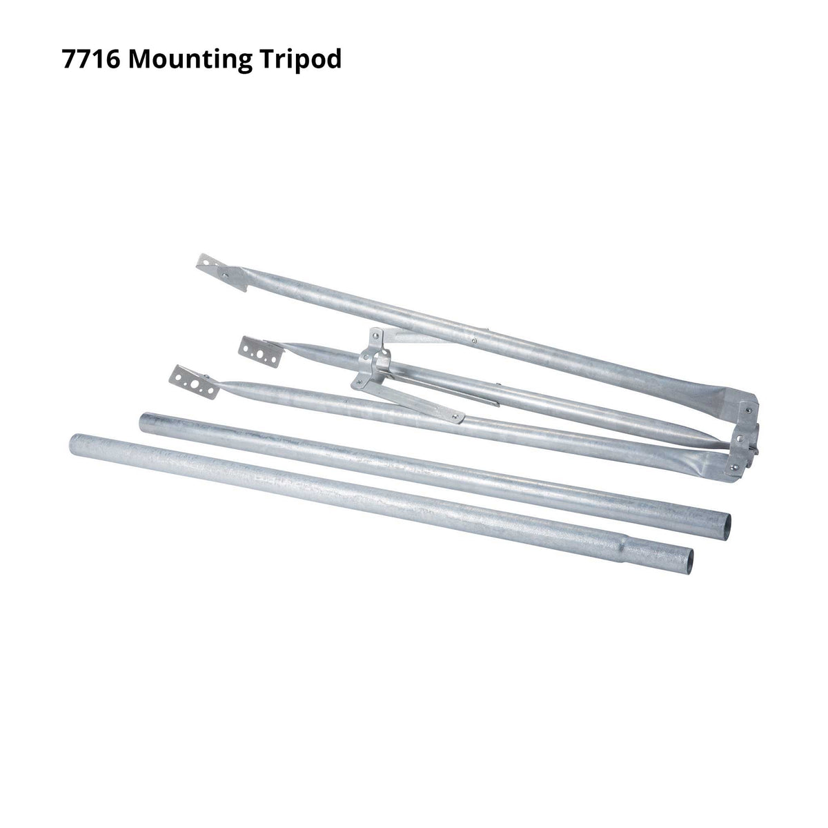 Silver mounting tripod by Davis Instruments with multiple metal poles and attachment hardware.