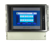 Online multi-parameter water quality analyzer by Sper Scientific displaying real-time measurements, mounted in a clear, protective casing.