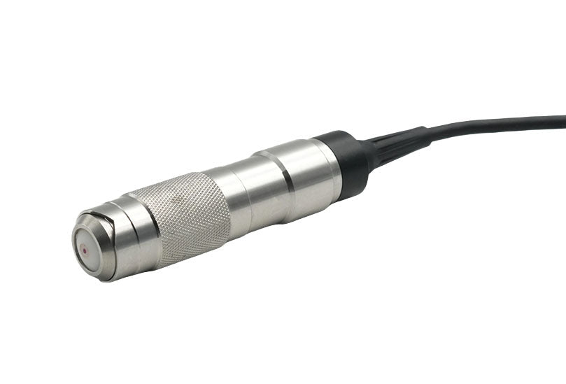 NFe high-temperature probe for coating thickness gauge by BRK, featuring a knurled metal texture and attached black cable.
