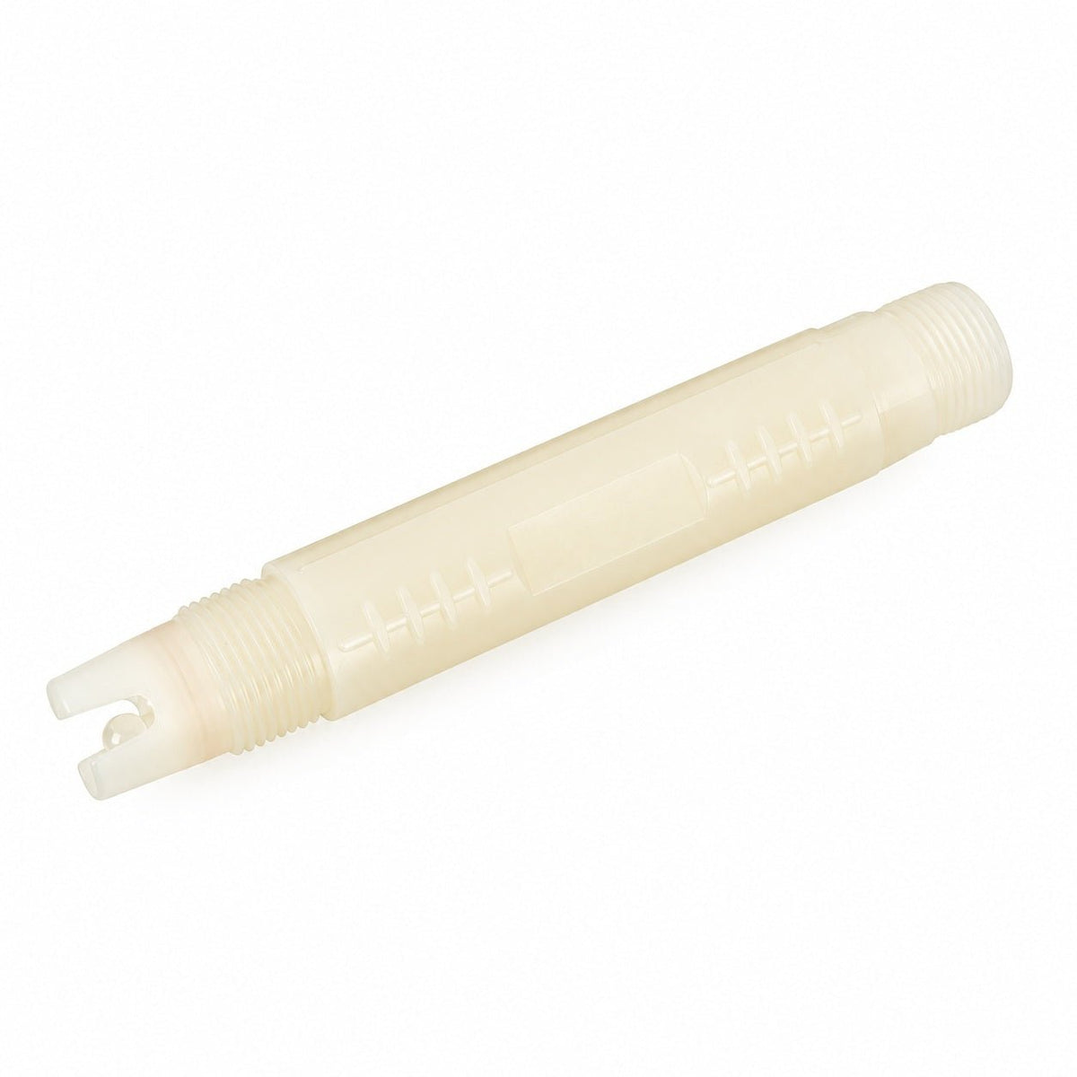 Angled view of the unbranded PTFE pH sensor body and electrode guard