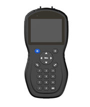 Portable black multi-parameter water quality analyzer by Sper Scientific with a dark grey screen, blue power button, directional pad, and numeric keypad.
