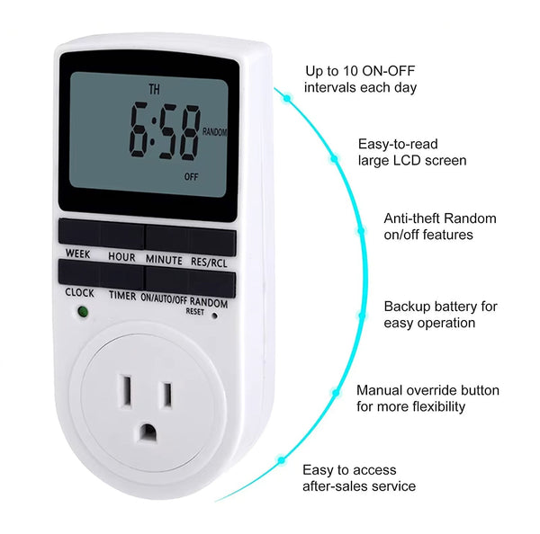 Programmable Digital Plug-In Timer with LCD Display - Indoor Only