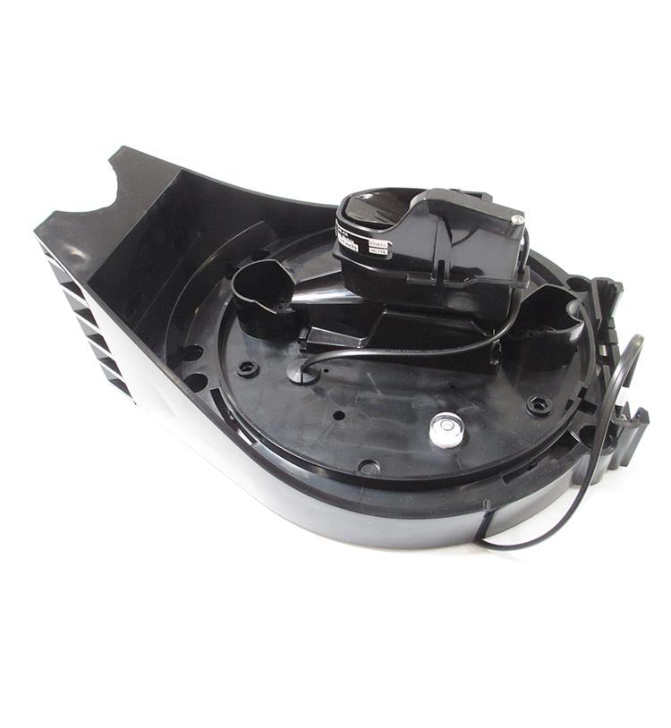 Black rain collector base with tipping spoon by Davis Instruments, featuring a smooth plastic finish.