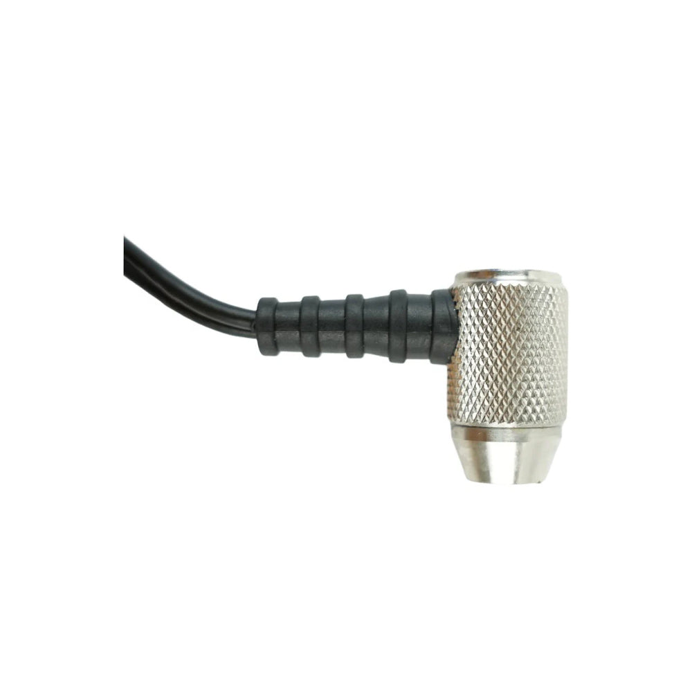 Right-angle S-509 Low-frequency Probe by BRK, featuring a silver knurled metal connector and black cable.