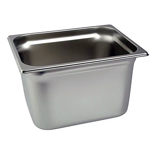 Stainless steel auxiliary pan by Crest Ultrasonics, shown in a three-quarter view.