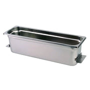 Stainless steel auxiliary pan by Crest Ultrasonics, with a rectangular shape and a shiny, metallic finish.