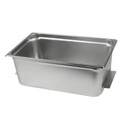 Stainless steel auxiliary pan by Crest Ultrasonics with a reflective surface.