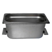 Stainless steel auxiliary pan by Crest Ultrasonics with auxiliary mounting brackets.