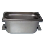 Stainless steel auxiliary pan from Crest Ultrasonics with a rectangular shape and support flanges.