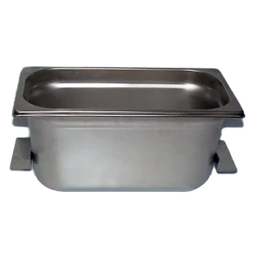 Stainless steel auxiliary pan from Crest Ultrasonics with a rectangular shape and support flanges.