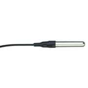 Stainless steel temperature probe with RJ connector by Davis Instruments with a black cable.