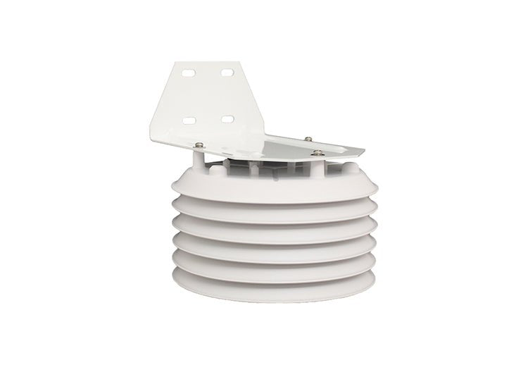 Temperature and humidity sensor with radiation shield by Davis Instruments with layered design and mounting bracket.