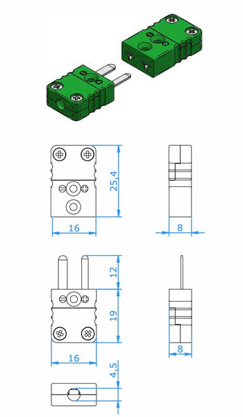 Mini Thermocouple + RTD Connector Diagram