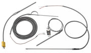 Thermocouple with extension wire by Pyromation, with coiled metal sheathing and various probe and connector types.
