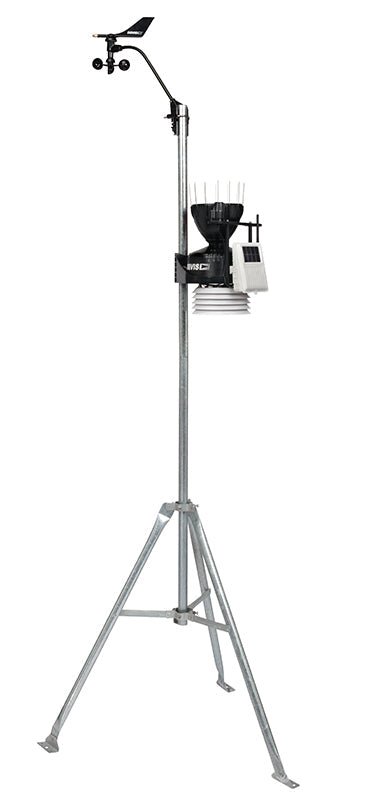 Wireless sensor suite weather station by Davis Instruments on a tripod with meteorological instruments.