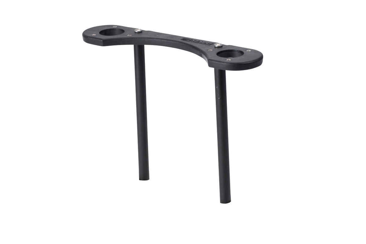 Black Vantage Pro2 Plus upgrade kit by Davis Instruments with tubular legs and round, holed supports.