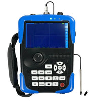 Digital eddy current flaw detector from BRK in a protective blue and black casing, featuring a display screen and control panel.
