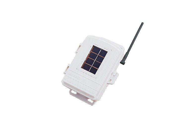 White wireless repeater with solar power by Davis Instruments and black antenna.