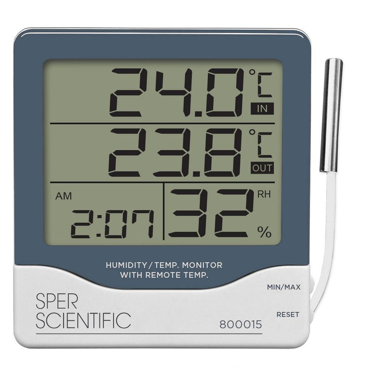 Digital Thermometer with 10-foot Temperature Sensor Probe and Humidity