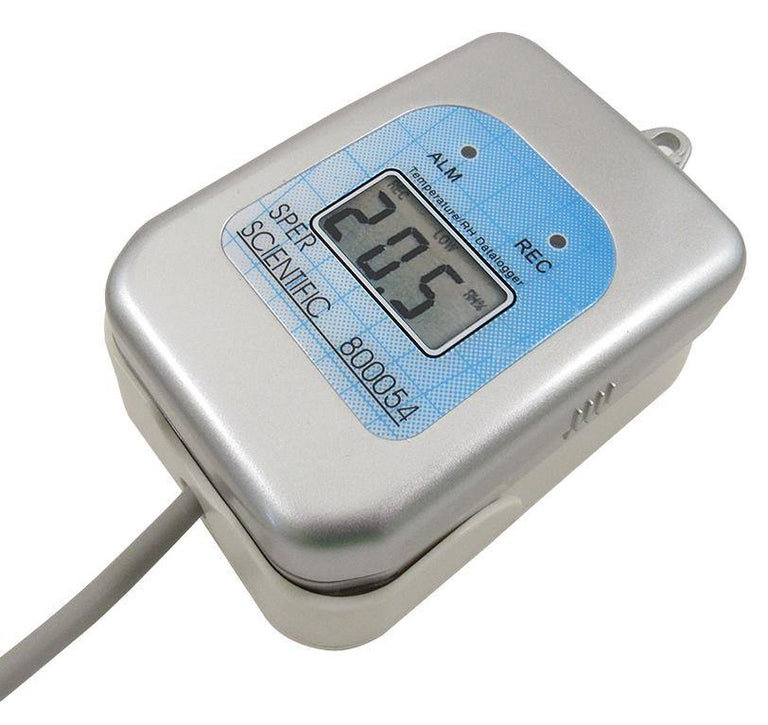 Handheld digital temperature and relative humidity data recorder meter  sensor in fruit and vegetable warehouses glasshouses