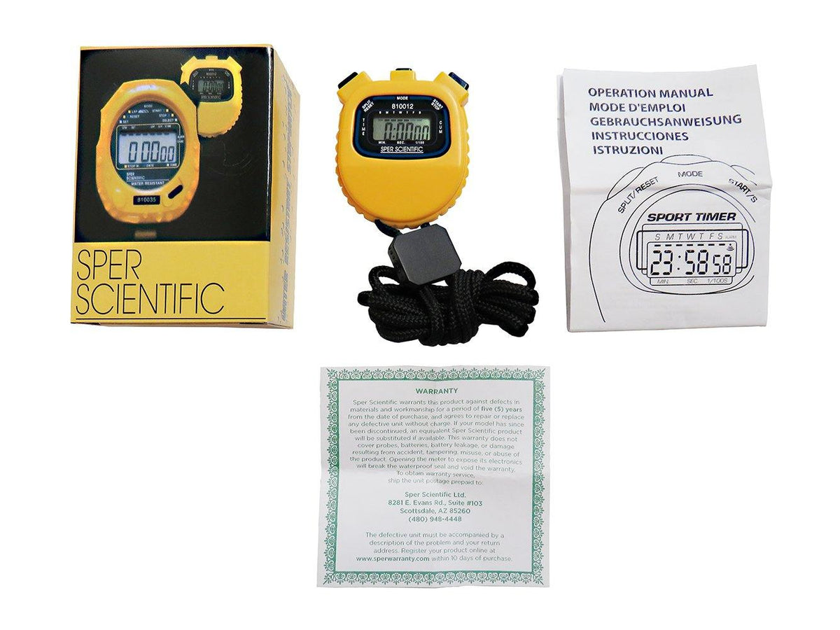 Water Resistant Stopwatch - Sper Scientific Direct