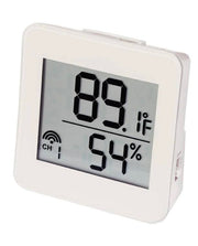 Compact temperature and humidity monitor by Sper Scientific displaying a digital reading in a white case.
