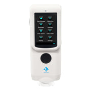White CR8 Professional Spectro ColorReader from 3nh, showcasing a vibrant display screen and a sleek button feature.
