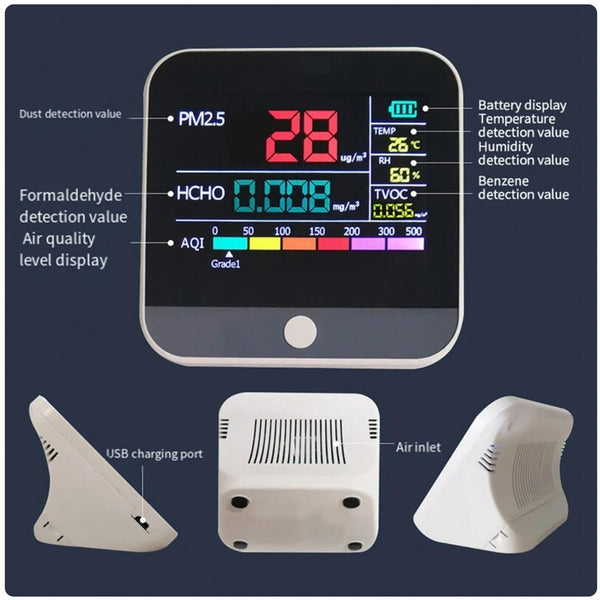 Desktop Air Quality Monitor with Air Quality Index Display