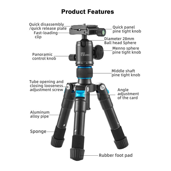 Premium Compact Mini Tripod - Folds to 7 Inches - 36 Inches Extended